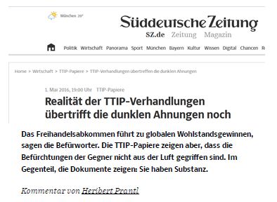 Süddeutsche Zeitung zu TTIP